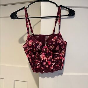 Victoria's Secret Floral Burgundy Corset Bra